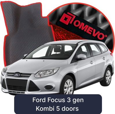 OMEVO 5D Pro EVA Fußmatten für Ford Focus 3. gen Kombi 5-türig (2010-2019)
