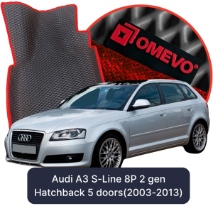 OMEVO 5D Pro EVA Fußmatten für Audi A3 S-Line 8P 2 gen Hatchback 5 Türen (2003-2013)