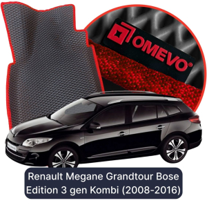 OMEVO 5D Pro EVA Fußmatten für Renault Megane Grandtour Bose Edition 3 gen Kombi (2008-2016)