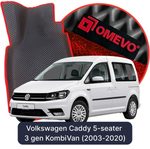 OMEVO 5D Pro EVA Fußmatten für Volkswagen Caddy 5-Sitzer 3. Gen KombiVan (2003-2020)