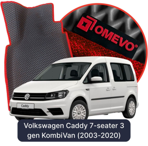 OMEVO 5D Pro EVA Fußmatten für Volkswagen Caddy 7-Sitzer 3. Gen KombiVan 5 Türen (2003-2020)