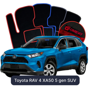 OMEVO Velours-Autofußmatten für Toyota RAV 4 XA50 5 gen SUV (2019-2025)