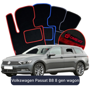 OMEVO Velours-Autofußmatten für Volkswagen Passat B8 8 gen Kombi (2014-2023)