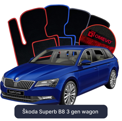 Velours-Autofußmatten OMEVO für Škoda Superb B8 3 gen Kombi (2015-2024)