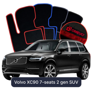 OMEVO Velours-Autofußmatten für Volvo XC90 7-Sitzer 2 gen SUV (2015-2025)