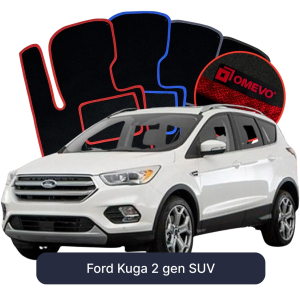 OMEVO Velours-Autofußmatten für Ford Kuga 2 gen SUV (2012-2019)