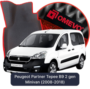OMEVO 5D Pro EVA Fußmatten für Peugeot Partner Tepee B9 2 gen Minivan (2008-2018)