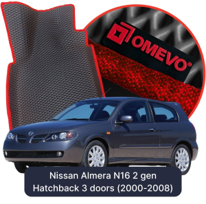OMEVO 5D Pro EVA Fußmatten für Nissan Almera N16 2 gen Hatchback 3 Türen (2000-2008)