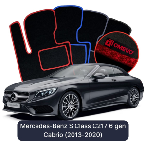 OMEVO Velours-Autofußmatten für Mercedes-Benz S Klasse C217 6 gen Cabrio (2013-2020)