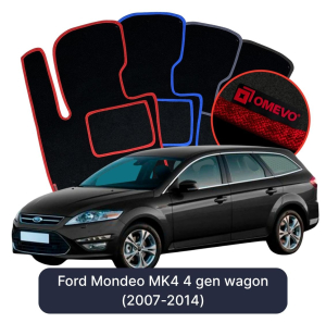 OMEVO Velours-Autofußmatten für Ford Mondeo MK4 4 gen Kombi (2007-2014)