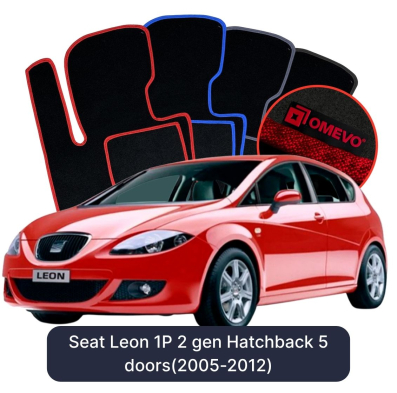 Velours-Autofußmatten OMEVO für Seat Leon 1P 2 gen Kompakt 5 Türer (2005-2012)