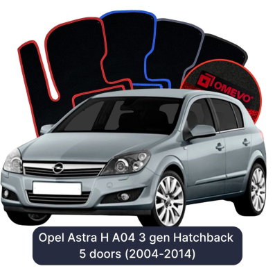 Velours-Autofußmatten OMEVO für Opel Astra H A04 3 gen Kompakt 5 Türer (2004-2014)
