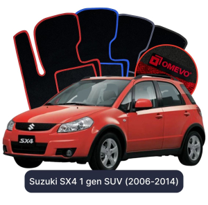 OMEVO Velours-Autofußmatten für Suzuki SX4 1 gen SUV (2006-2014)