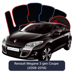 OMEVO Velours-Autofußmatten für Renault Megane 3 gen Coupe (2008-2016)