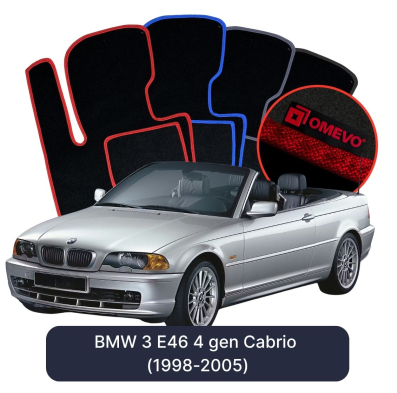 Velours-Autofußmatten OMEVO für BMW 3er E46 4 gen Cabrio (1998-2005)