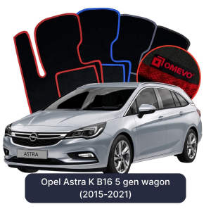 OMEVO Velours-Autofußmatten für Opel Astra K B16 5 gen Kombi (2015-2021)