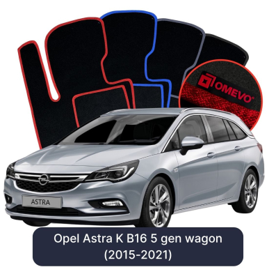 Velours-Autofußmatten OMEVO für Opel Astra K B16 5 gen Kombi (2015-2021)