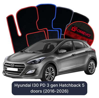 Velours-Autofußmatten OMEVO für Hyundai I30 PD 3 gen Kompakt 5 Türer (2016-2025)