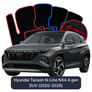OMEVO Velours-Autofußmatten für Hyundai Tucson N-Line NX4 4 gen SUV (2020-2025)