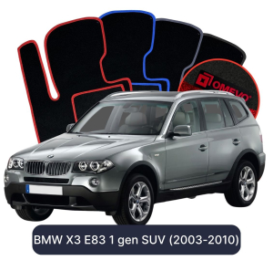 OMEVO Velours-Autofußmatten für BMW X3 E83 1 gen SUV (2003-2010)