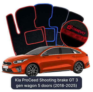 Velours-Autofußmatten OMEVO für Kia ProCeed Shooting brake GT 3 gen Kombi 5 Türer (2018-2025)