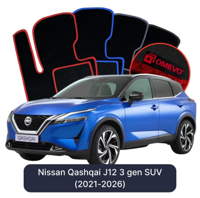 Velours-Autofußmatten OMEVO für Nissan Qashqai J12 3 gen SUV (2021-2025)