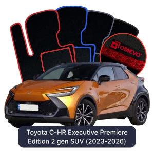 OMEVO Velours-Autofußmatten für Toyota C-HR Executive Premiere Edition 2 gen SUV (2023-2025)