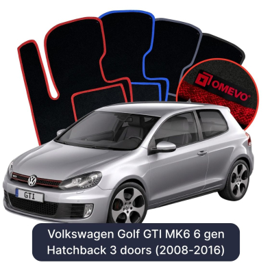 Velours-Autofußmatten OMEVO für Volkswagen Golf GTI MK6 6 gen Hatchback 3 Türen (2008-2016)