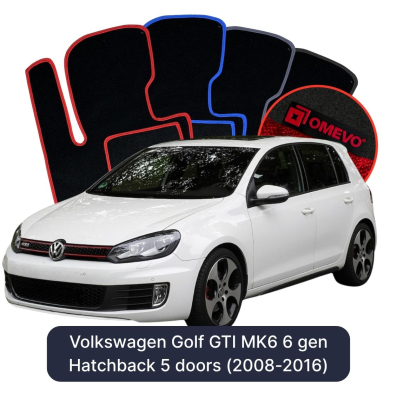 Velours-Autofußmatten OMEVO für Volkswagen Golf GTI MK6 6 gen Hatchback 5 Türen (2008-2016)