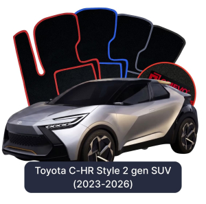 OMEVO Velours-Autofußmatten für Toyota C-HR Style 2 gen SUV (2023-2025)