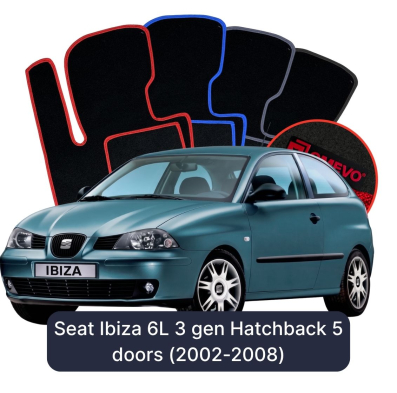 Velours-Autofußmatten OMEVO für Seat Ibiza 6L 3 gen Kompakt 5 Türer (2002-2008)