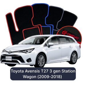 OMEVO Velours-Autofußmatten für Toyota Avensis T27 3 gen Kombi (2009-2018)