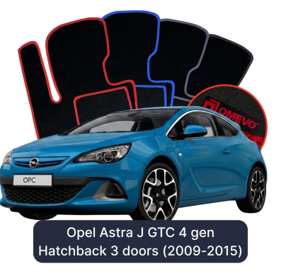 Velours-Autofußmatten OMEVO für Opel Astra J GTC 4 gen Kompakt 3 Türer (2009-2015)