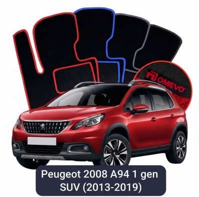 Velours-Autofußmatten OMEVO für Peugeot 2008 A94 1 gen SUV (2013-2019)
