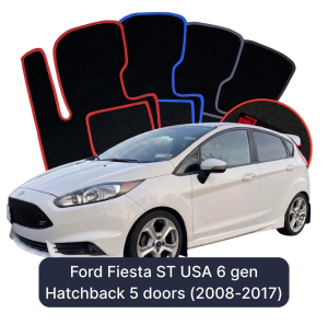 OMEVO Velours-Autofußmatten für Ford Fiesta ST USA 6 gen Kompakt 5 Türer (2008-2017)