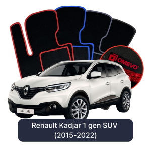 OMEVO Velours-Autofußmatten für Renault Kadjar 1 gen SUV (2015-2022)