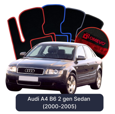Velours-Autofußmatten OMEVO für Audi A4 B6 2 gen Limousine (2000-2005)