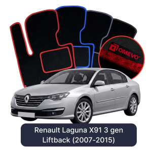 OMEVO Velours-Autofußmatten für Renault Laguna X91 3 gen Liftback (2007-2015)