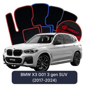 OMEVO Velours-Autofußmatten für BMW X3 G01 3 gen SUV (2017-2024)