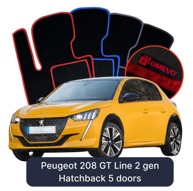 Velours-Autofußmatten OMEVO für Peugeot 208 GT Line 2 gen Kompakt 5 Türer (2019-2025)