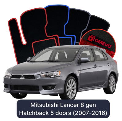 Velours-Autofußmatten OMEVO für Mitsubishi Lancer 8 gen Kompakt 5 Türer (2007-2016)