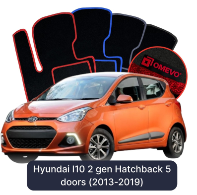 Velours-Autofußmatten OMEVO für Hyundai I10 2 gen Kompakt 5 Türer (2013-2019)