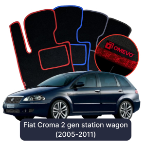 OMEVO Velours-Autofußmatten für Fiat Croma 2 gen Kombi (2005-2011)