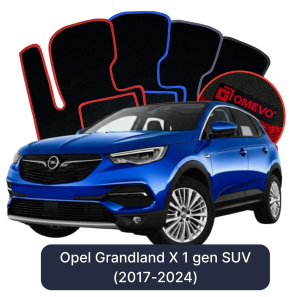 OMEVO Velours-Autofußmatten für Opel Grandland X 1 gen SUV (2017-2024)