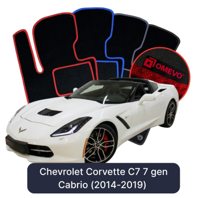 Velours-Autofußmatten OMEVO für Chevrolet Corvette C7 7 gen Cabrio (2014-2019)