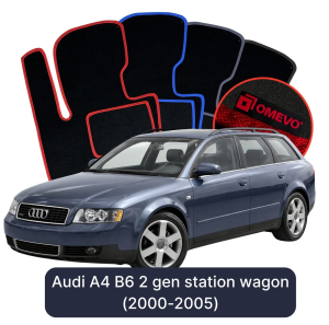 OMEVO Velours-Autofußmatten für Audi A4 B6 2 gen Kombi (2000-2005)