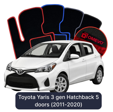 Velours-Autofußmatten OMEVO für Toyota Yaris 3 gen Kompakt 5 Türer (2011-2020)