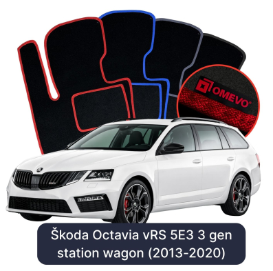Velours-Autofußmatten OMEVO für Škoda Octavia vRS 5E3 3 gen Kombi (2013-2020)