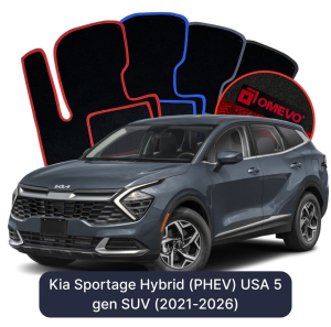 OMEVO Velours-Autofußmatten für Kia Sportage Hybrid (PHEV) USA 5 gen SUV (2021-2026)