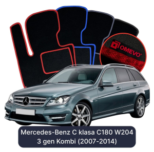 OMEVO Velours-Autofußmatten für Mercedes-Benz C-Klasse C180 W204 3 gen Kombi (2007-2014)